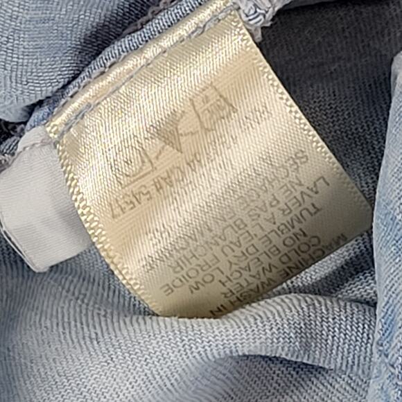 Cloth & Stone Chambray Shift Dress Womens M Blue Tencel Off Shoulder Lightweight - Picture 5 of 11